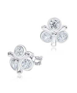 CZ Triangle Designed Silver Ear Stud STS-3277